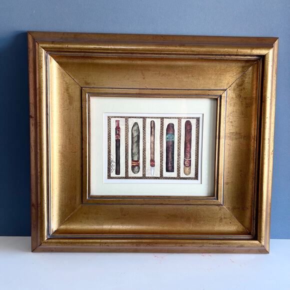 Cigar print signed Frame Mary Beth Reibz man cave Devonshire Millenium old money - Picture 4 of 10